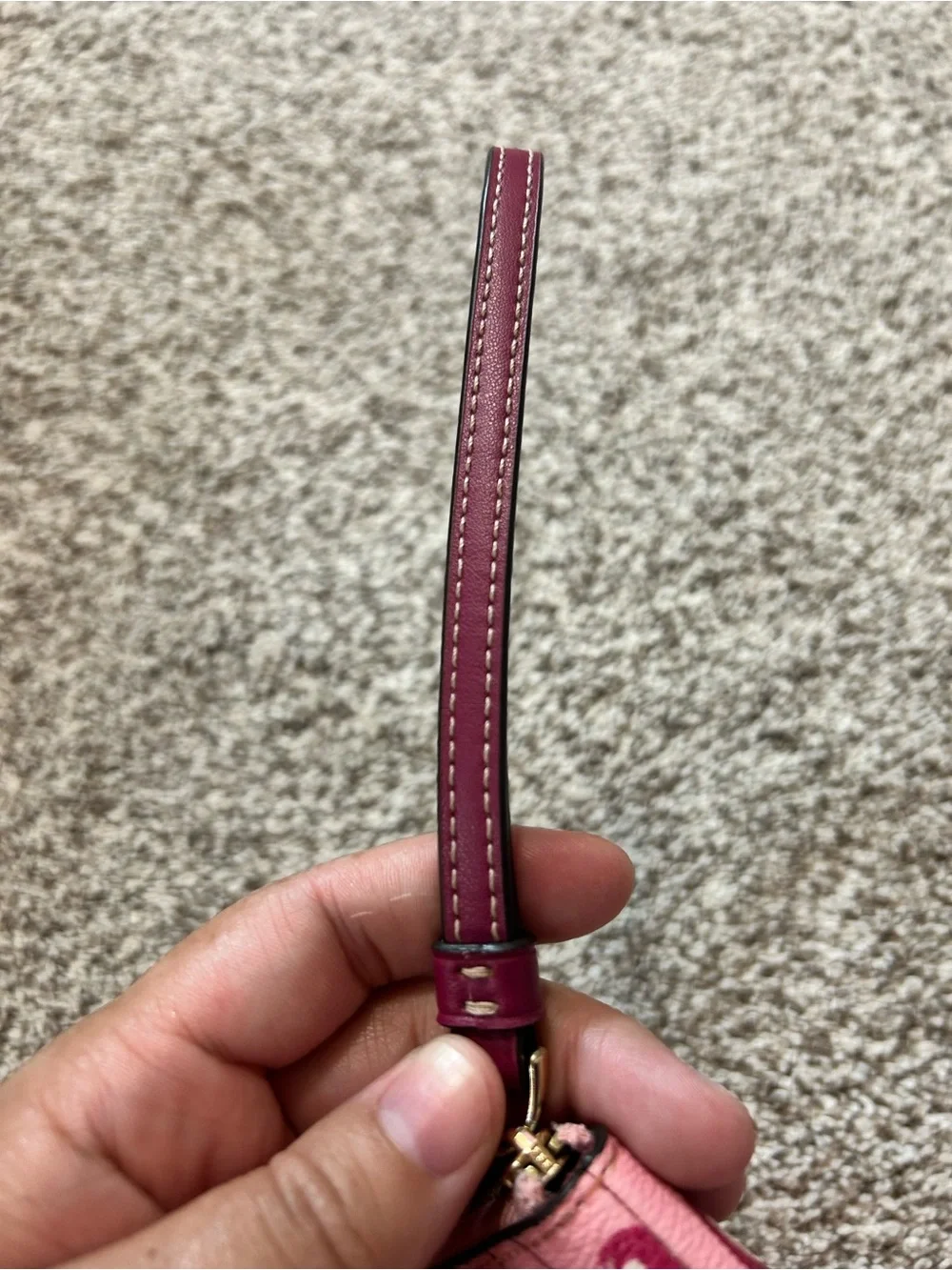 Coach Pink Cherry Print Wristlet Clutch with Gold Logo
